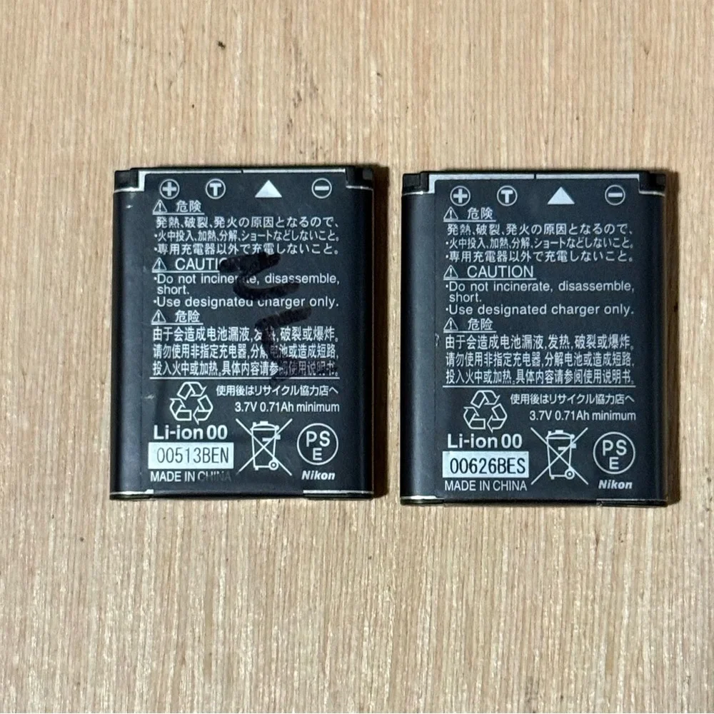 2-Nikon OEM EN-EL10 740mAh 2.8Wh Li-ion Battery Used Tested Good w/Charge Read!